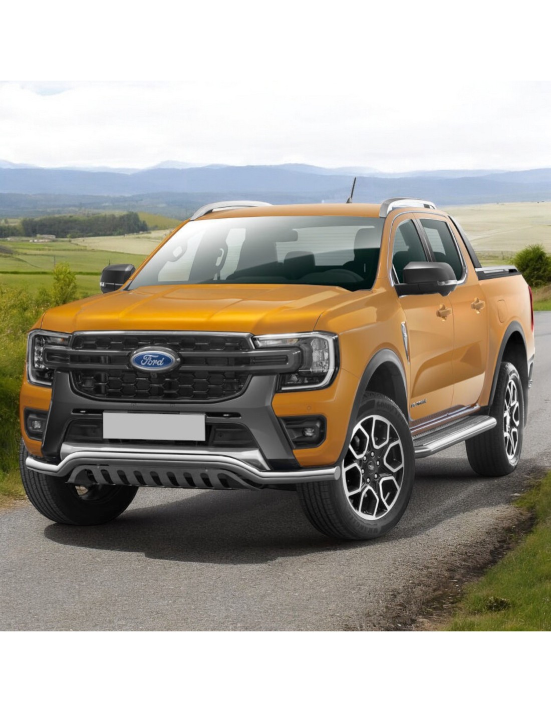 Stoßstangenbügel aus Edelstahl mit Schutzplatte Ford Ranger 2023+
