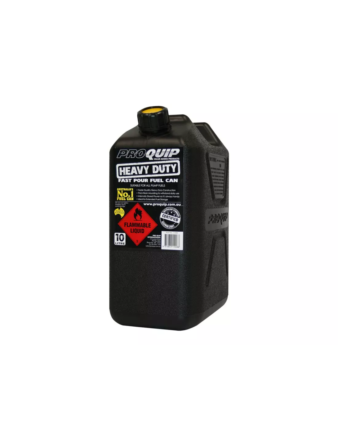 Jerrycan-Brennstoff - schwarzer Kunststoff 10L - mit abnehmbarem Powerrier