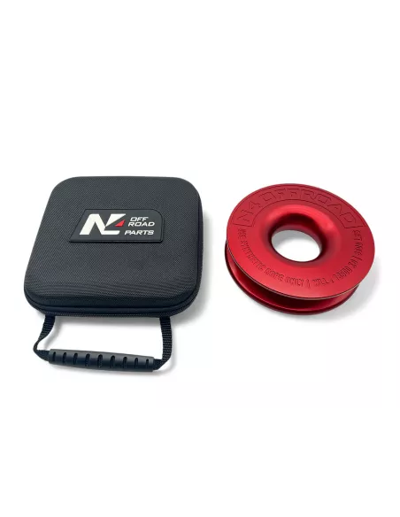 Anneau de treuillage alu 13.5T Ø148mm rouge N4-Offroad avec etui