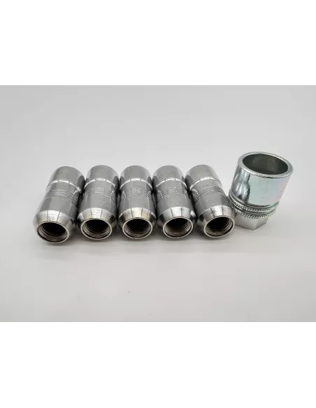 Lot de 5 écrous de roue antivol chromés 14x150 - Cône 60° DTC PARTS -