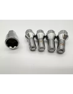 Lot de 4 goujons de roue antivol chromés 14x150 - Cône 60° DTC PARTS