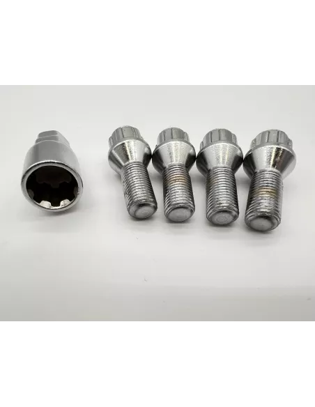 Lot de 4 goujons de roue antivol chromés 14x150 - Cône 60° DTC PARTS