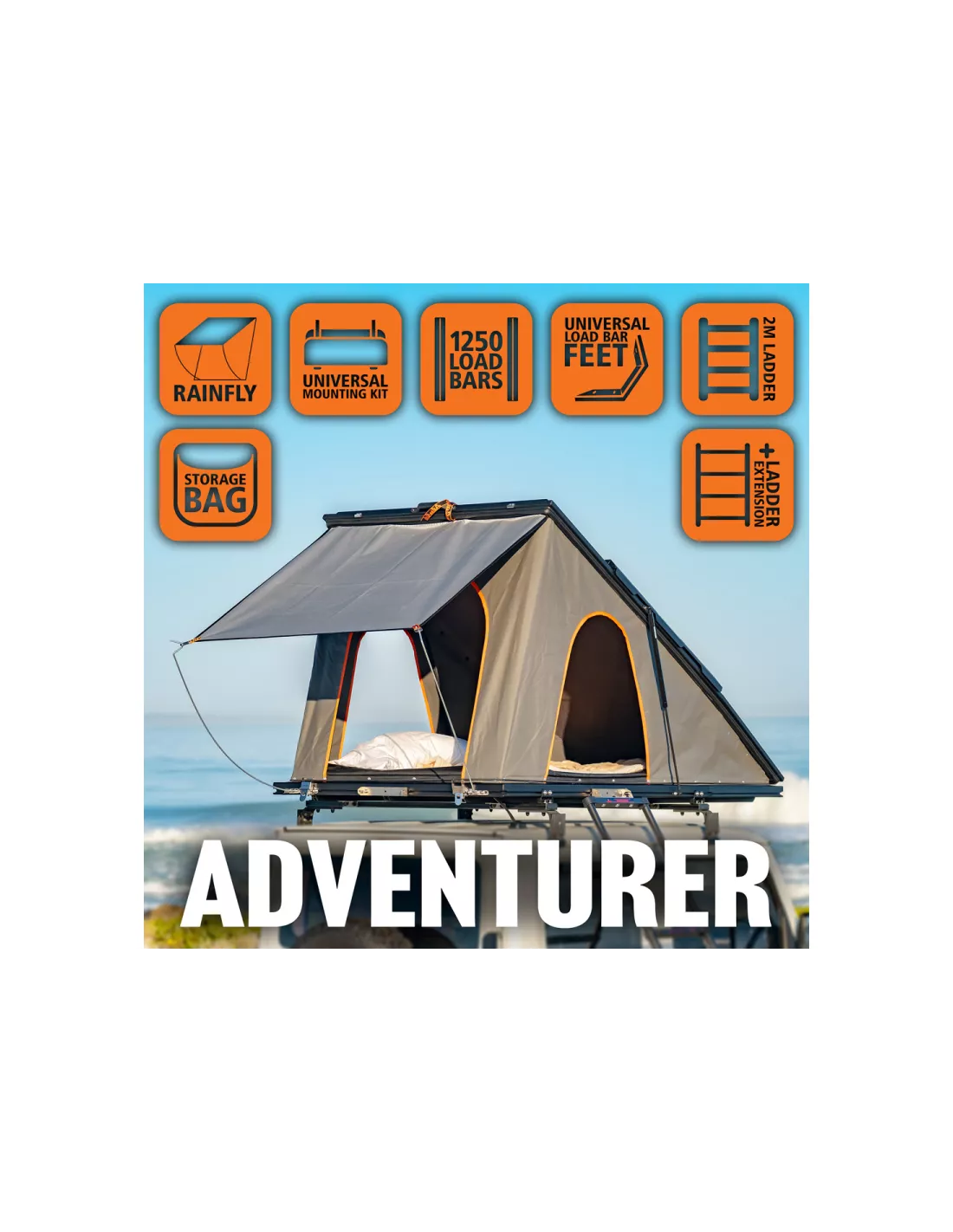 Pack Aventure - Tente de toit Alu-Cab LT-50 Lightweight Noire ALU CAB