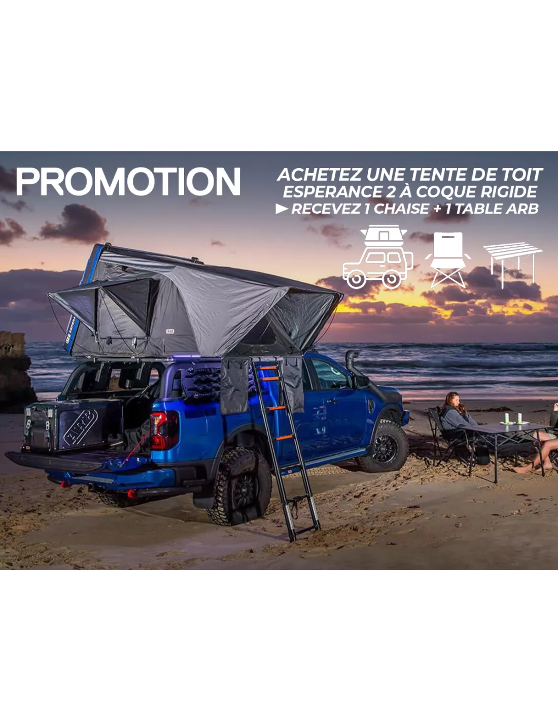 Promo-Dachzelt ARB Esperance 2 + Camp-Basisstuhl & Tisch Aluminium