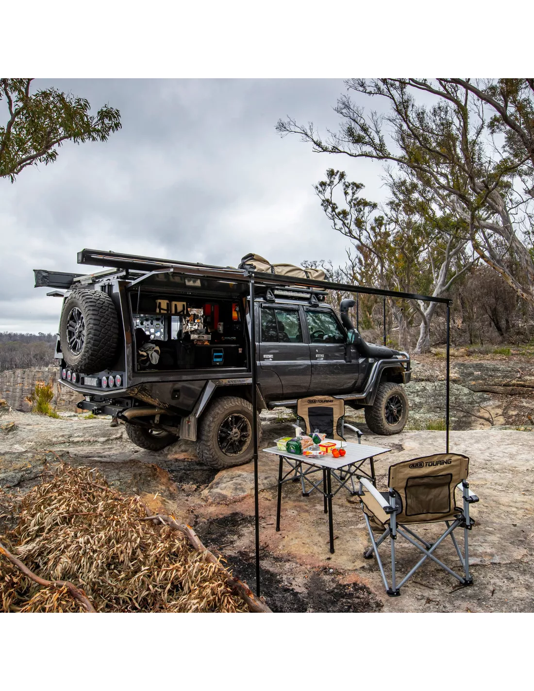 AWNING ALUMINIUM BLACK 2M WITH LIGHT ARB ARB - accessoire 4x4