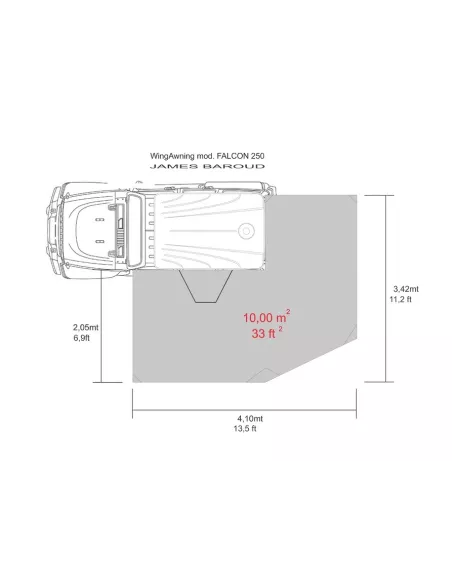 Store autoportant latéral droit ouverture 270° Falcon 250 - Tunnel