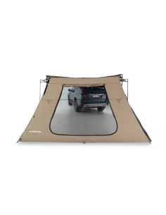 Paroi extension trapézoïdale avec porte pour auvent Batwing Rhinorack 2
