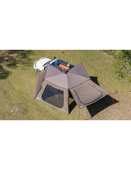 Paroi extension trapézoïdale avec porte pour auvent Batwing Rhinorack