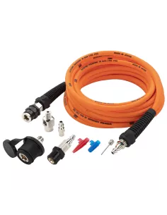 Kit tuyau 7m 10bars + raccords et adaptateurs de gonflage compresseur 2