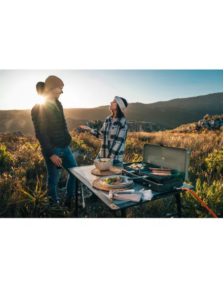 Réchaud portable à gaz 2 brûleurs avec Plancha Cadac 2 Cook 3 Pro