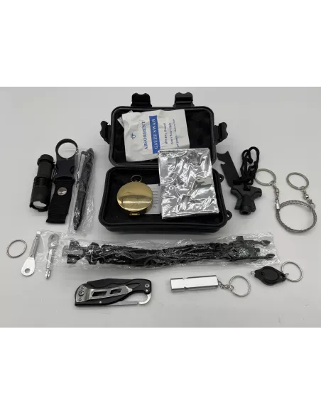 Coffret étanche d'accessoires tactiques et de survie - 18 pièces DTC