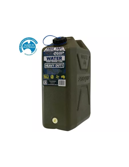Jerrycan eau - plastique vert - Format US 22L - avec robinet à visser
