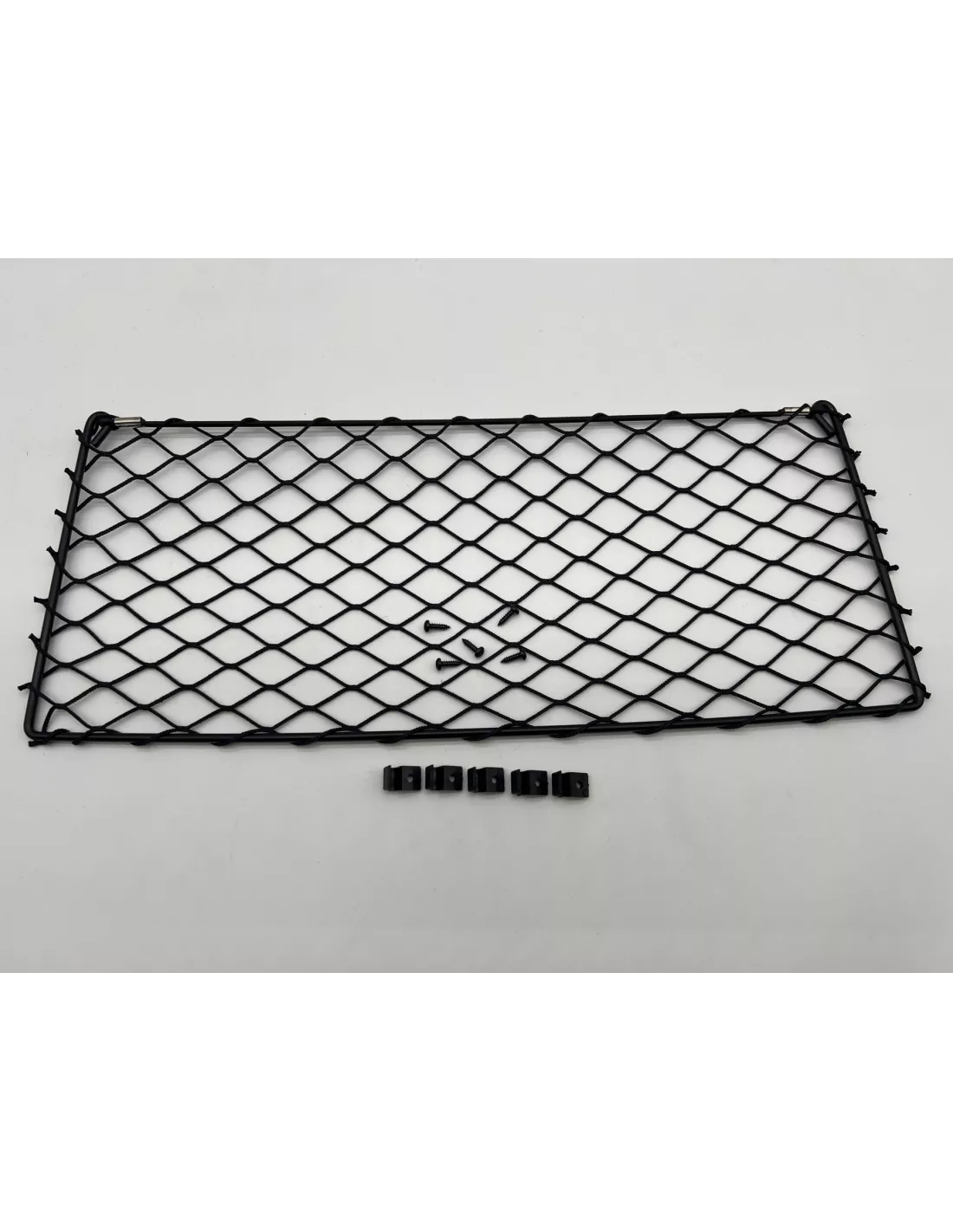 Filet de rangement avec cadre acier noir 500x200mm - avec cavaliers