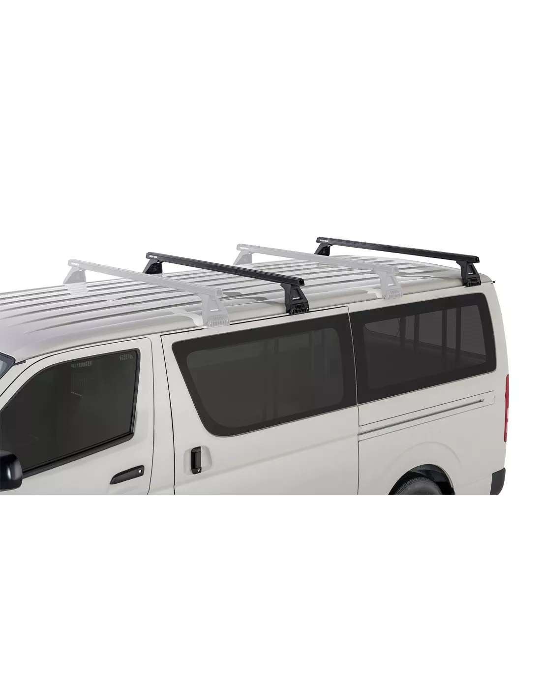 Kit 2 barres de toit noire Heavy Duty 1500mm avec pieds RL150 RHINO