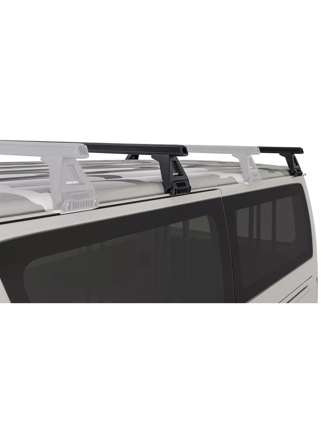 Kit 2 barres de toit noire Heavy Duty 1500mm avec pieds RL150 RHINO