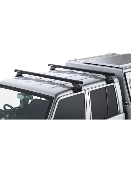 Kit 2 barres de toit noire Heavy Duty 1500mm avec pieds RL150 RHINO