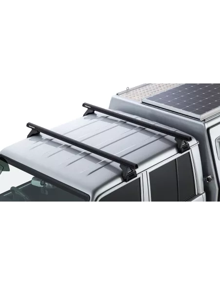 Kit 2 barres de toit noire Heavy Duty 1500mm avec pieds RL150 RHINO