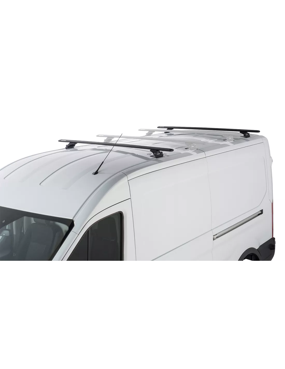 Kit 2 Black Dach Bars 1800mm Wirbel mit Füßen RLTP Ford Transit