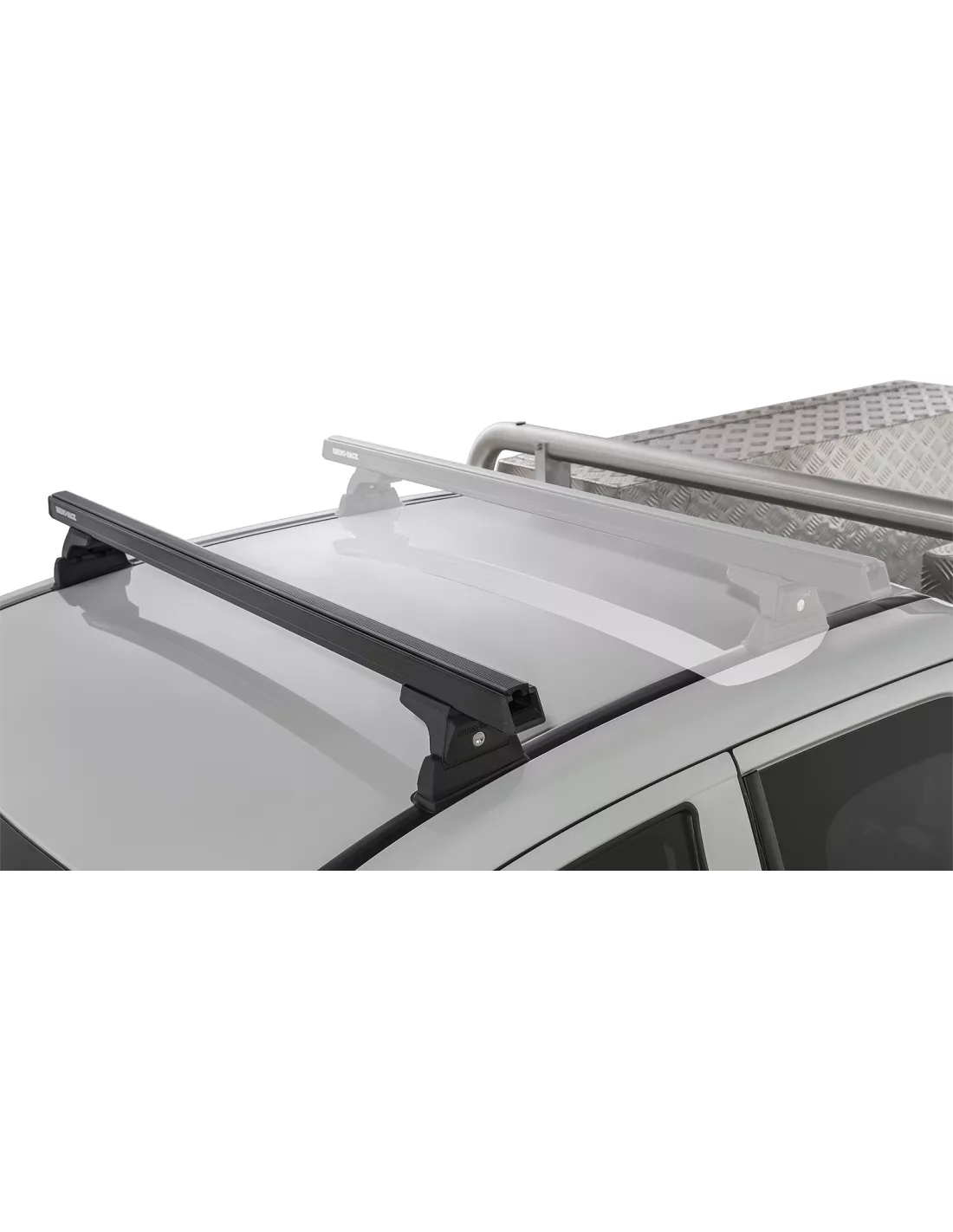 Kit 1 Zwarte voordakstaaf 1250mm Zware Duty met RLT600 voet