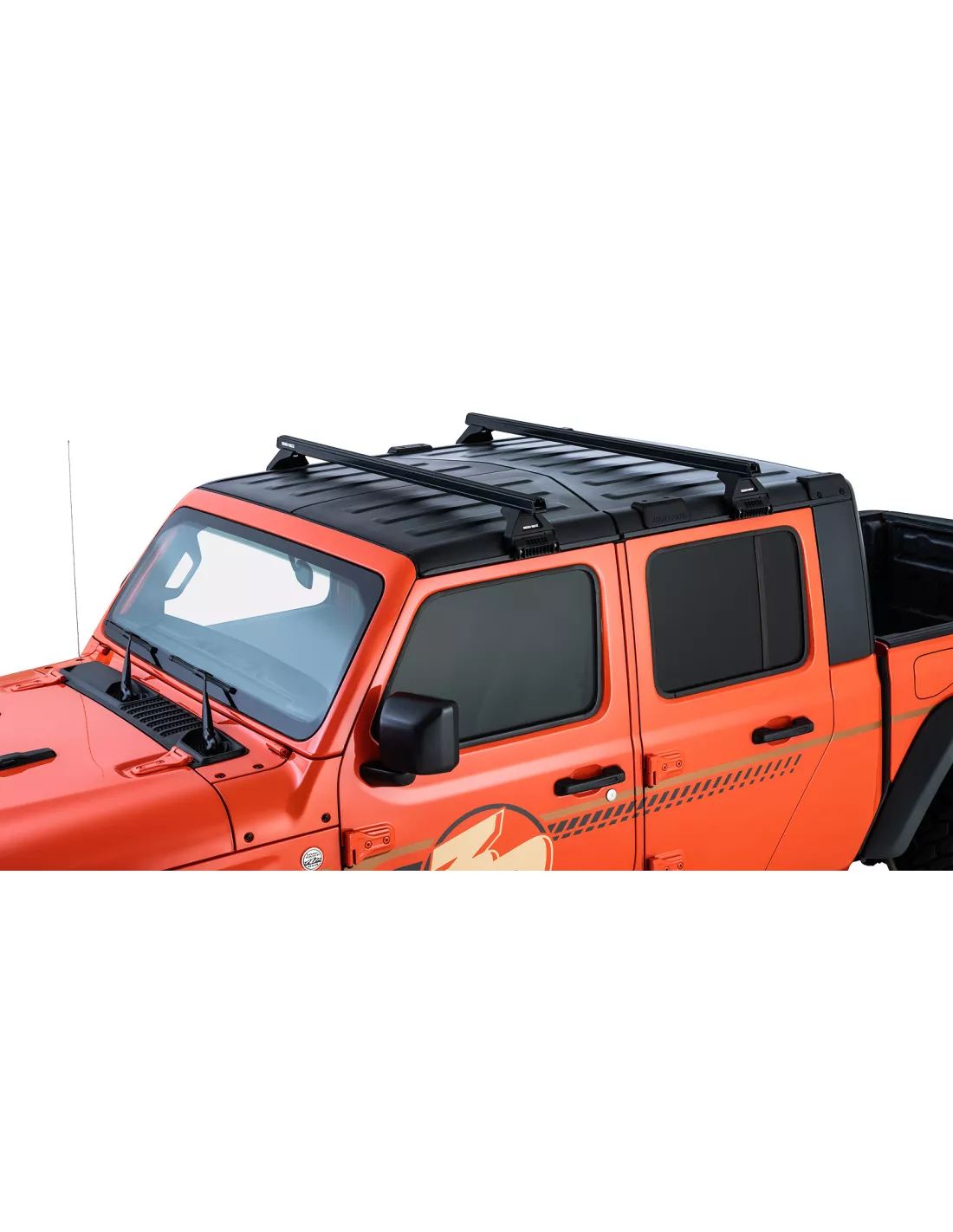 Kit 2 Zwarte Dakbars Zware 1500 mm met voeten RL110 Jeep
