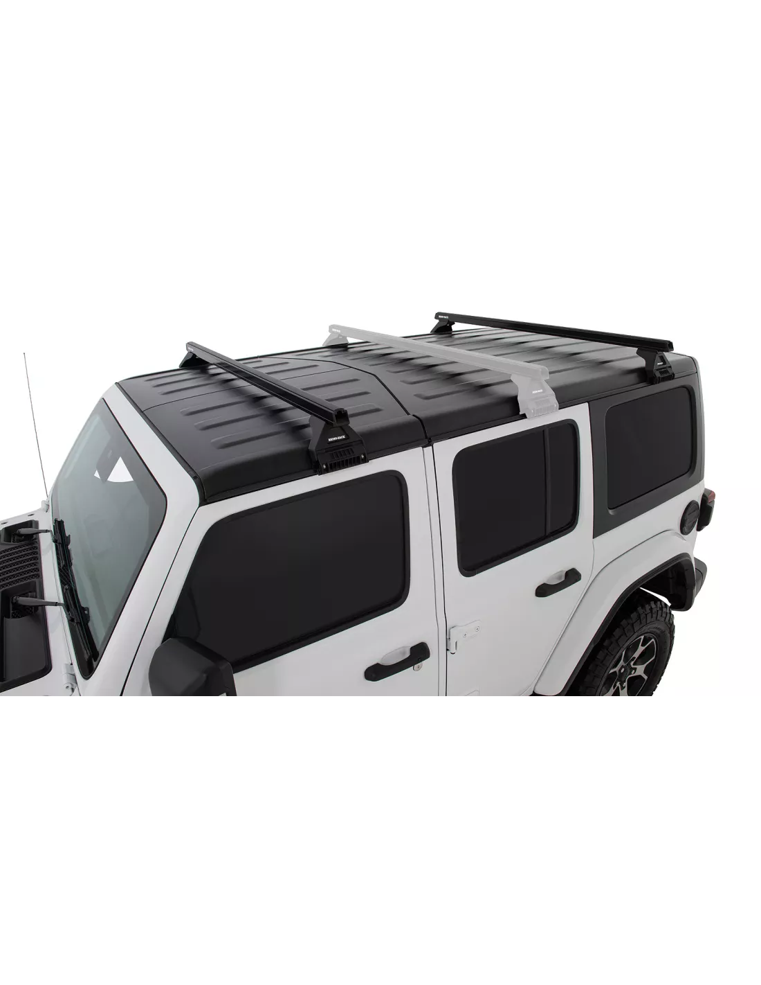 Kit 2 Zwarte Dakbars Zware 1500 mm met voeten RL110 Jeep