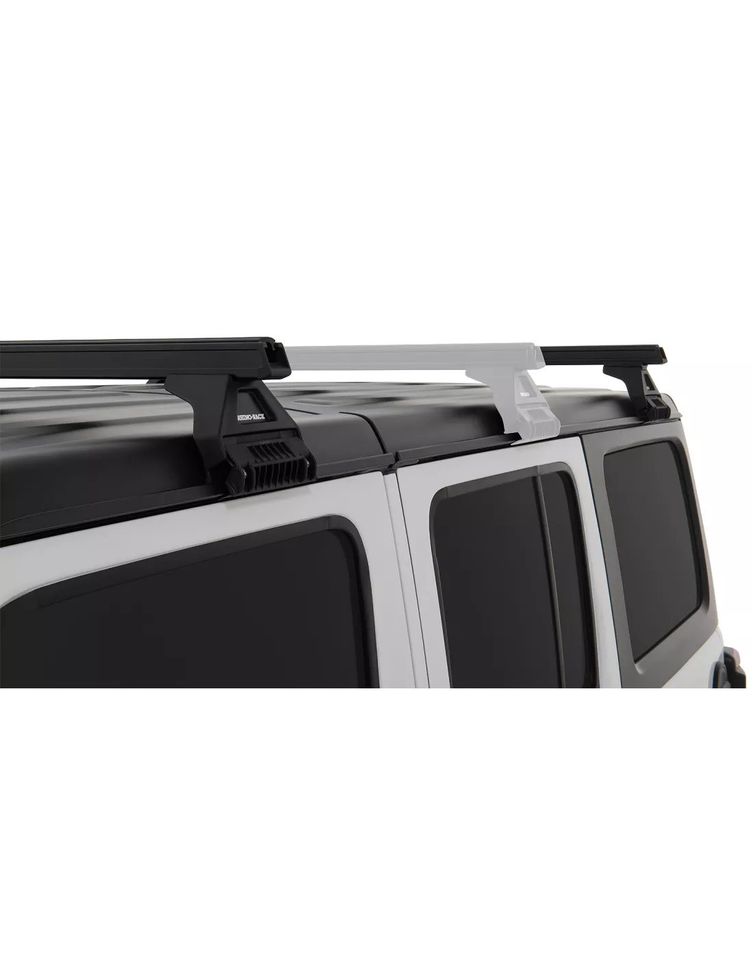 Kit 2 barres de toit noire Heavy Duty 1500mm avec pieds RL110 Jeep