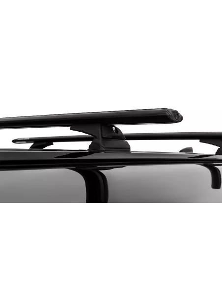 Kit 2 barres de toit noire Vortex 1370 mm avec pieds RCL Land Rover