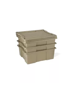 DECKED Bacs avec couvercle à clipser de couleur beige - 1 ensemble de 3 2