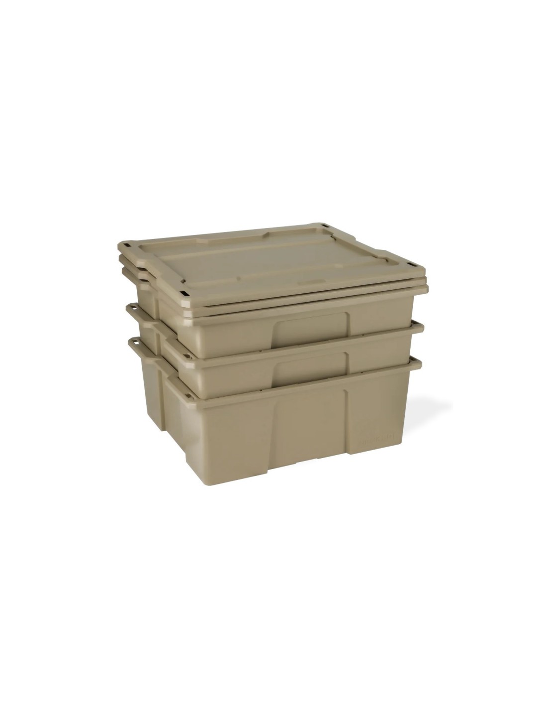 DECKED Bacs avec couvercle à clipser de couleur beige - 1 ensemble de 3