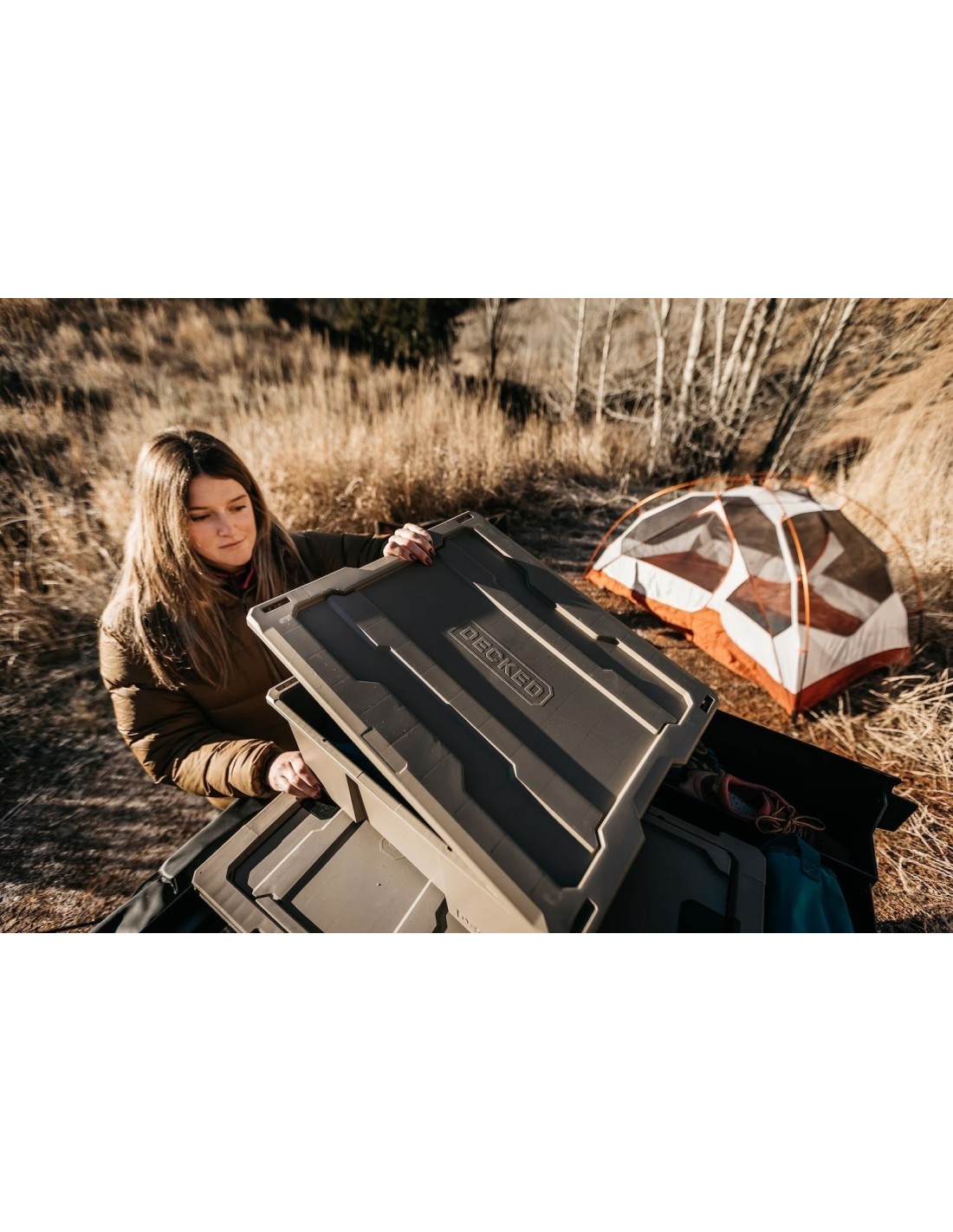 DECED Trays mit Clipdeckel in beige Farbe - 1 Satz von 3