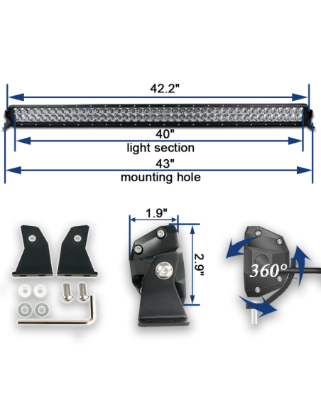 Barre à LEDs Double Rangée 400W 40"