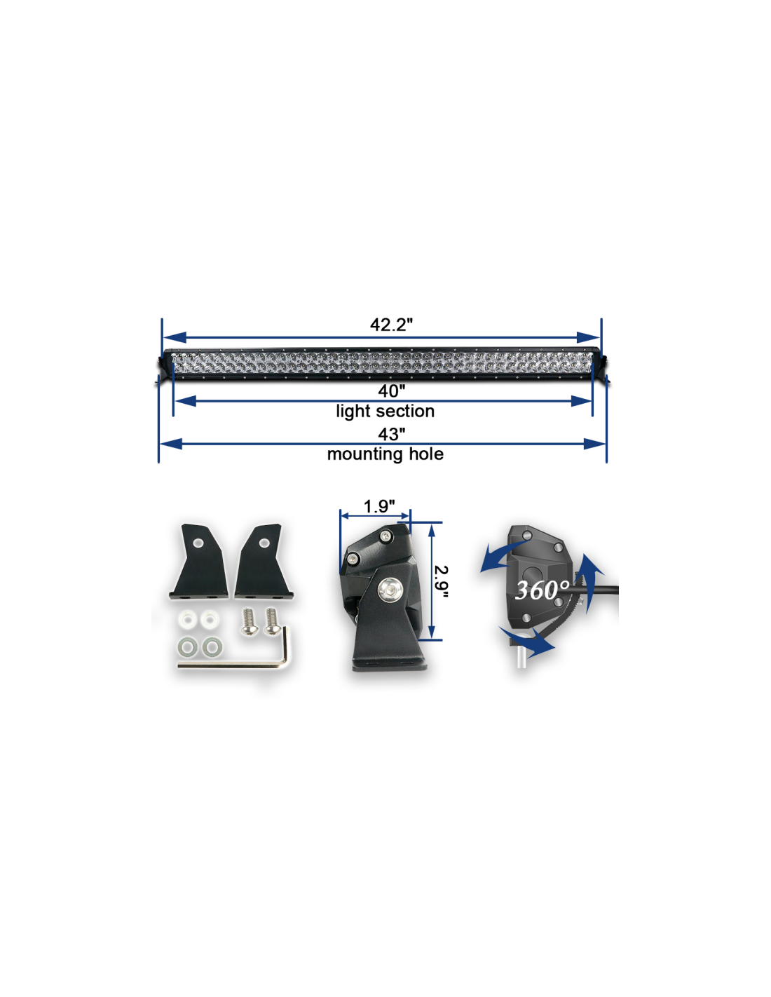 Barre à LEDs Double Rangée 400W 40"