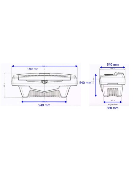 Coffre de benne ABS noir 1400 x 540 x 540mm