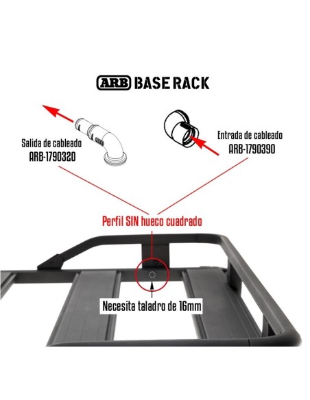 BASE RACK | ENTRÉE DE CÂBLE RONDE COUDE