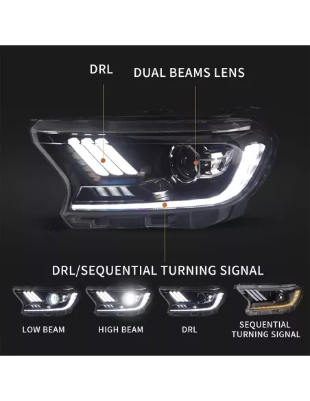 Phares avant PREDATOR HID type Mustang Ford Ranger