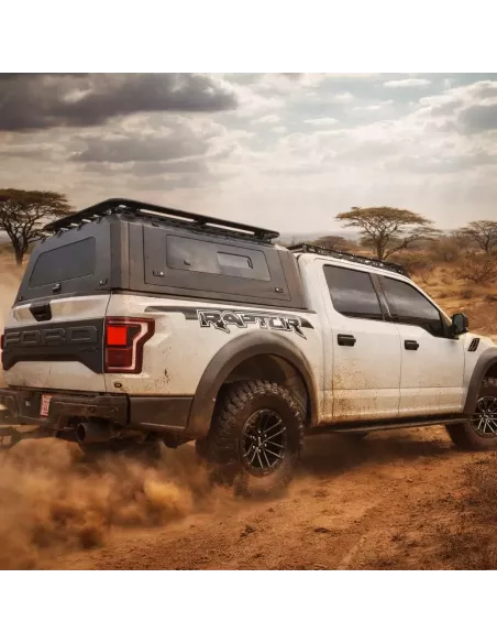 Hard top Ford Ranger Raptor 2022+ Traveller avec vitres coulissantes et barres de toit